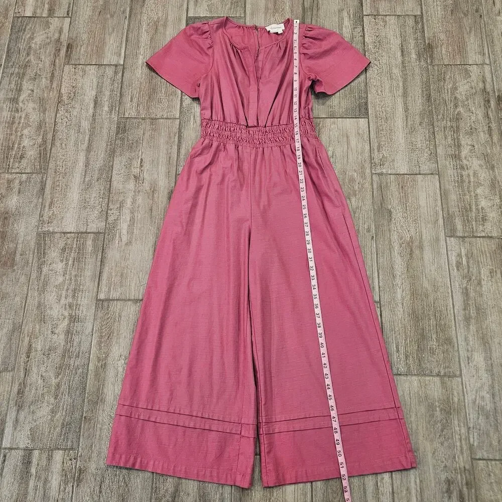 Anthropologie Somerset Jumpsuit Womens XS Pink Wide Leg Boho Casual Cottage‎